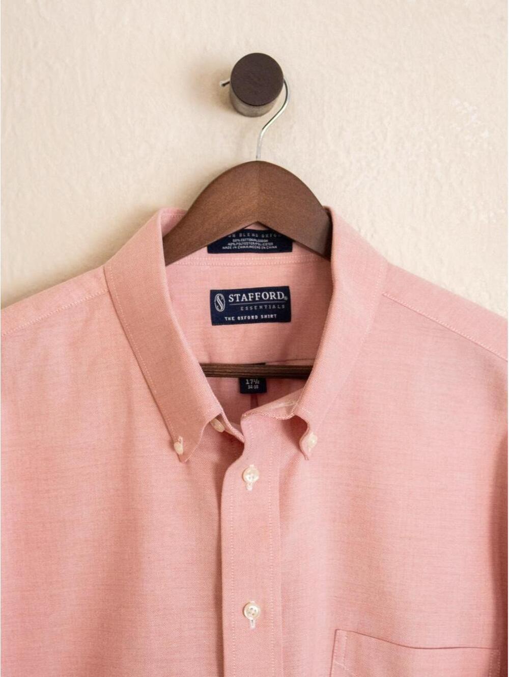Stafford Essentials Pink Oxford Button-Down Shirt